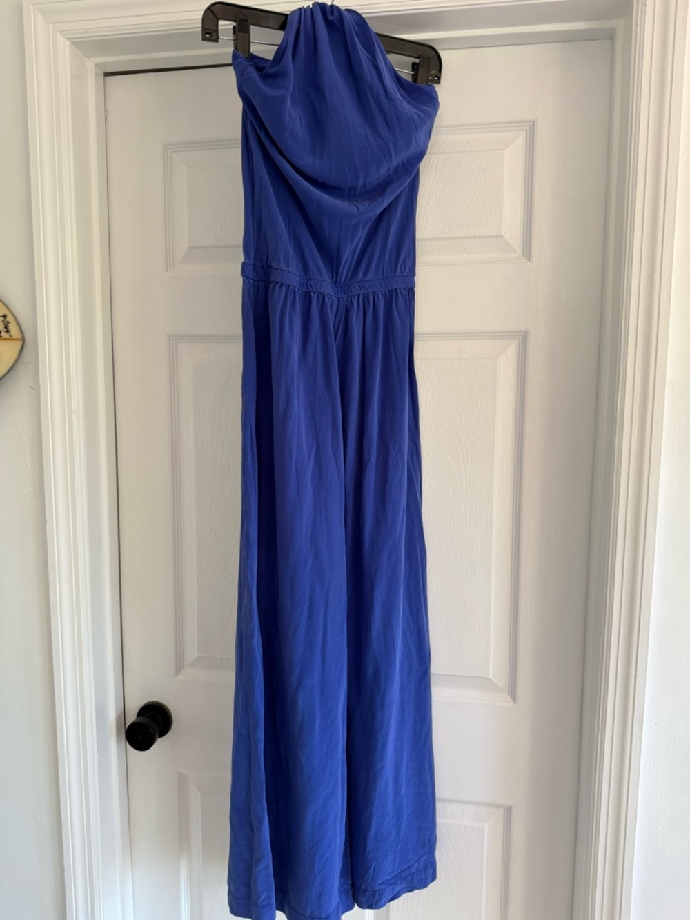 Vix Paula Hermanny 100% Silk Blue Halter Jumpsuit Size S Wide Leg Resort - Picture 4 of 9